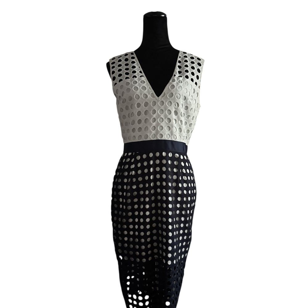 Yumi Kim Blue and White Sleeveless Eyelet Midi Dress- Size M